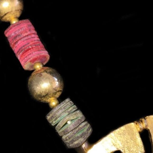 MUSEUM REPRO AZTEC GOLD SUN AND HESHI NECKLACE-NEW - Picture 5 of 7